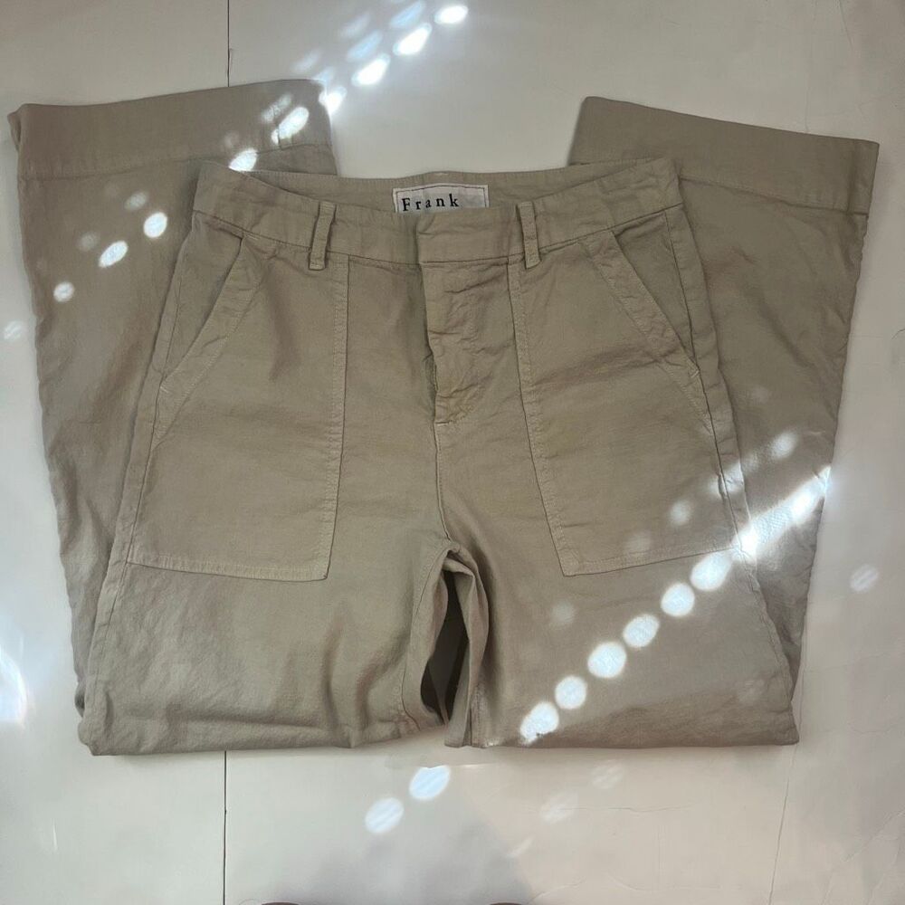 Frank & Eileen Women's Wexford Utility Wide-Leg Trouser Pants Beige Size 6
